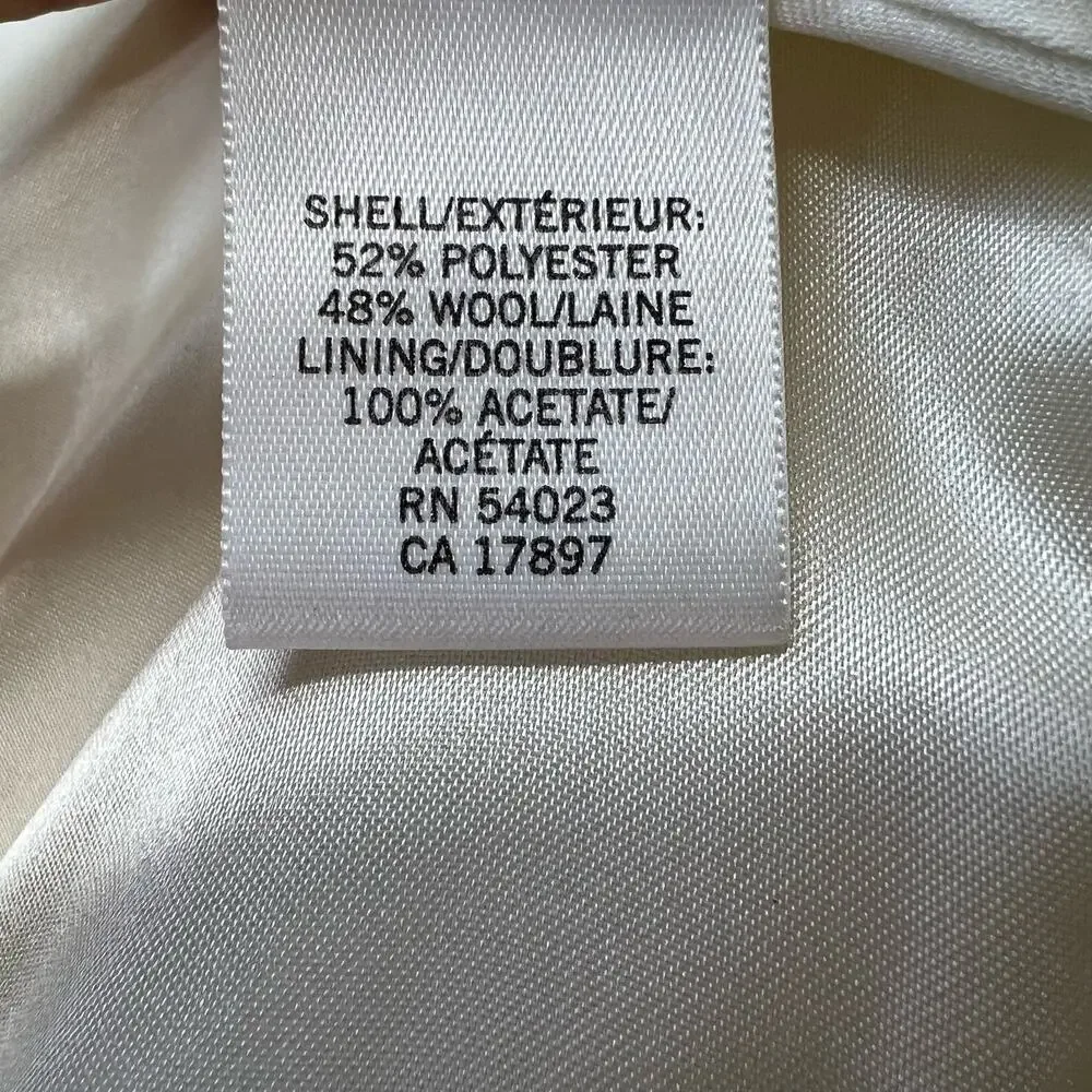 Banana Republic Pea Coat Women's Size S White 48% Wool Classic Elegant Preppy - Picture 8 of 11